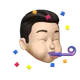 Calvin Iwata Memoji, celebrating with confetti
